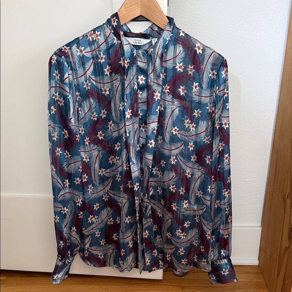 & Other Stories Blue and Red Floral Top